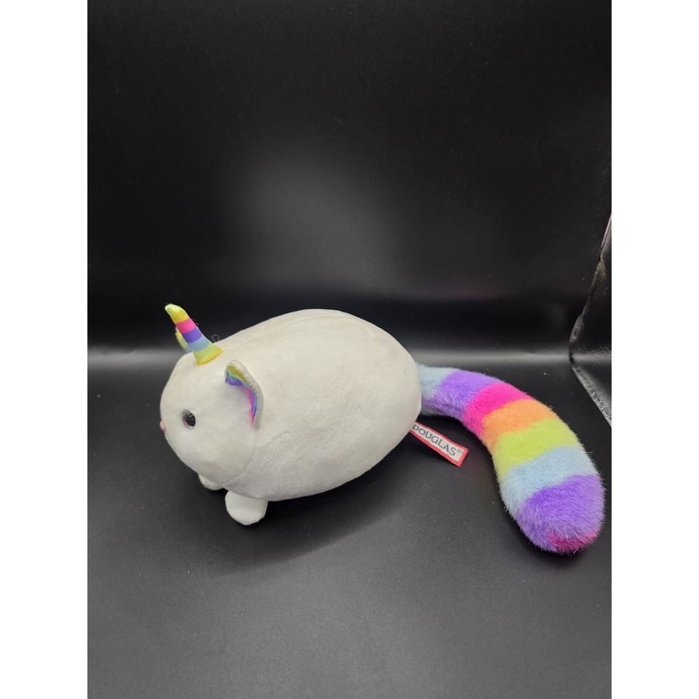 Douglas Unicorn Kitty Cat 6" Plush Rainbow Tail Horn Ears Stuffed Animal Toy